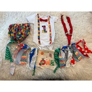 The Very Hungry Caterpillar First Birthday Outfit Cake Smash Diaper Cover Banner